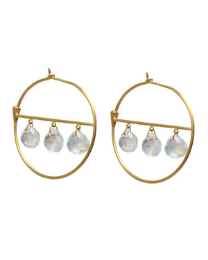 Rainbow Moonstone Hoop Earrings