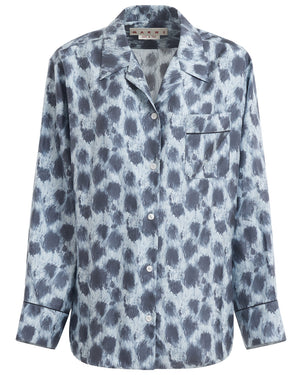 Antique Silver Crayon Leopard Button Up Shirt