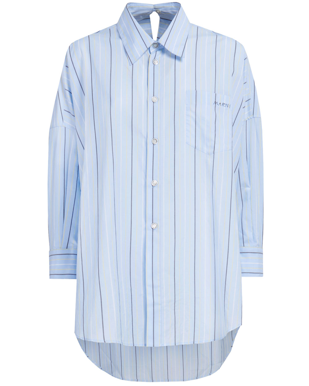Aqua Marine Stripe Oversized Long Sleeve Shirt