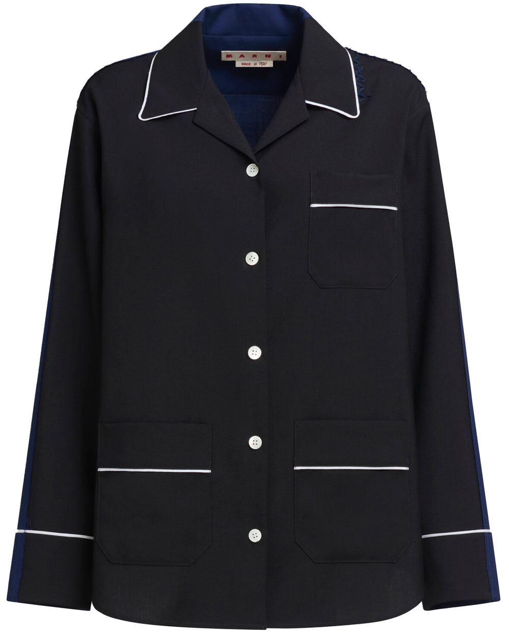 Black and Navy Two Tone Button Up Shirt