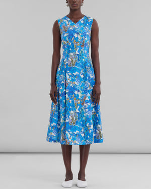 Cobalt Floral Print Aline Dress