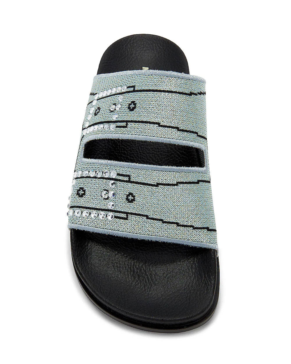 Embroidered Slip On Sandal in Silver