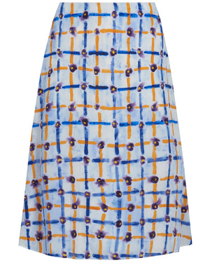Light Blue Saraband Print Midi Skirt