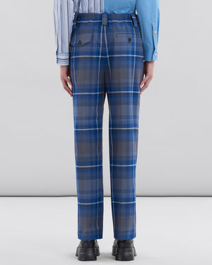 Mazarine Blue Plaid Trouser