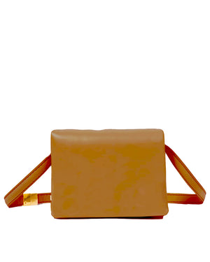 Mini Prisma Leather Shoulder Bag in Brown