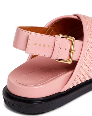 Pink Raffia Criss-Cross Sandals