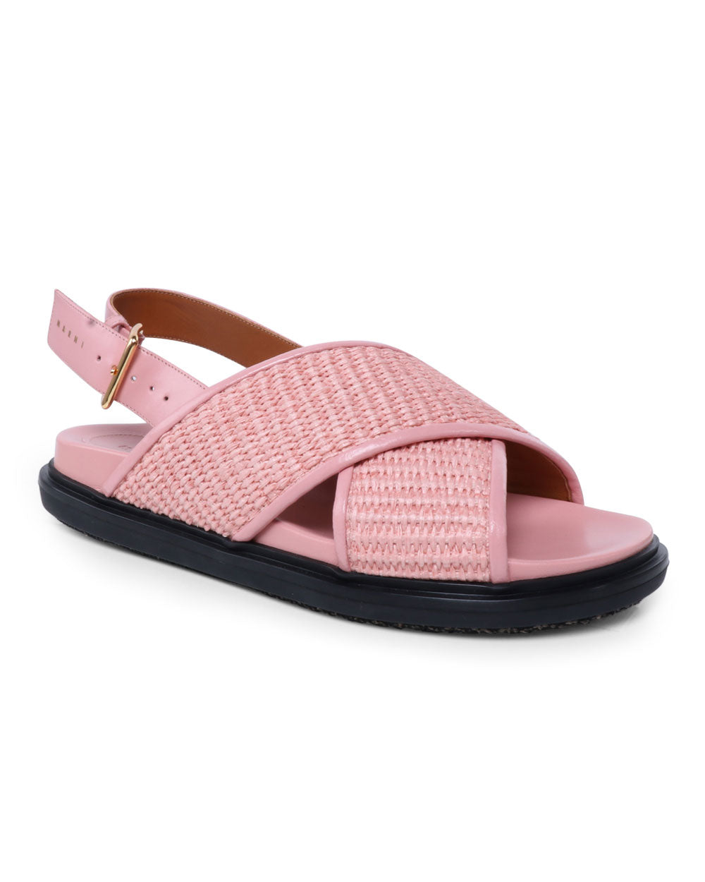 Pink Raffia Criss-Cross Sandals