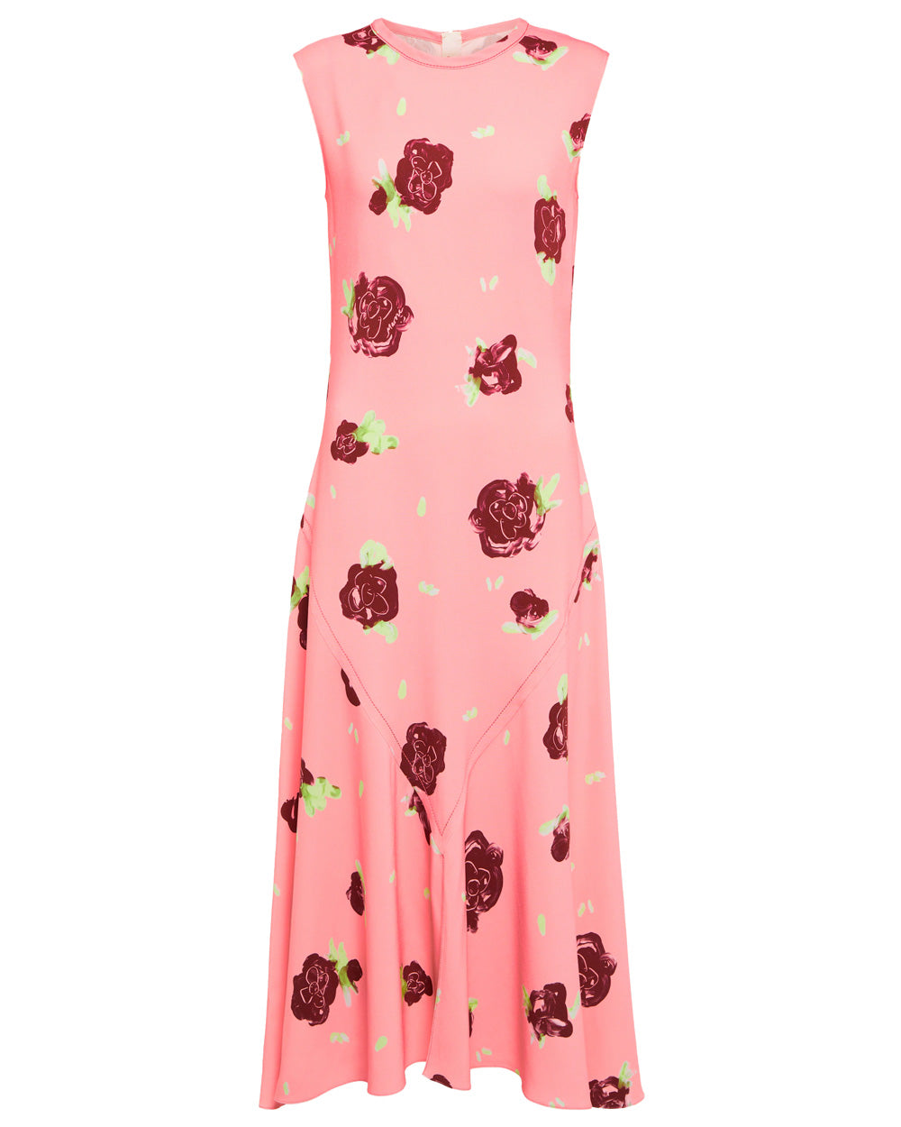 Pink Rose Print Midi Dress