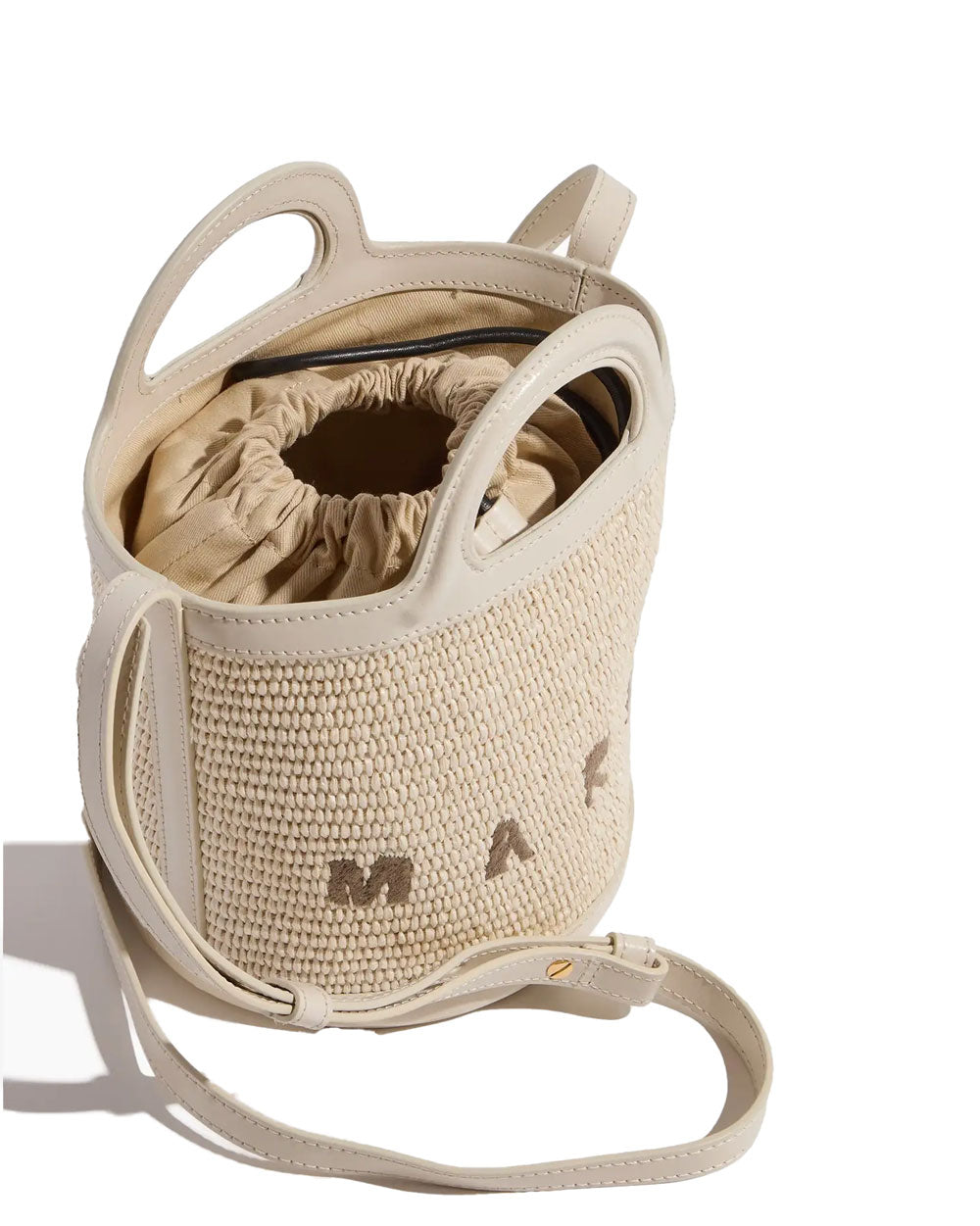 Small Raffia Bucket Bag in Shell