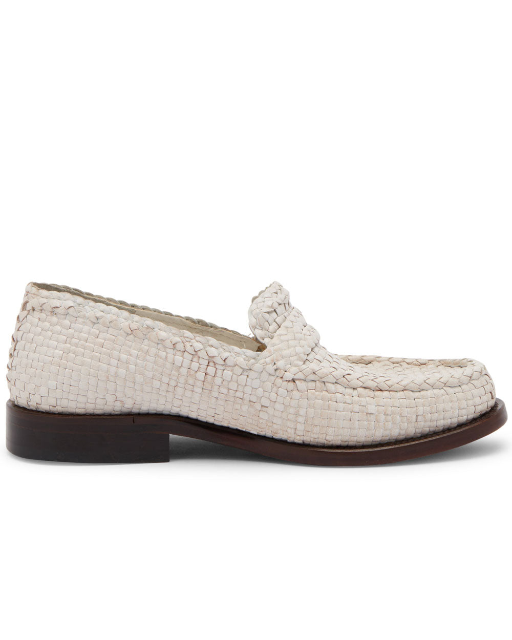 Woven Leather Loafer in White