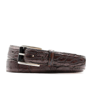 Matte American Alligator Belt in Old Walnut