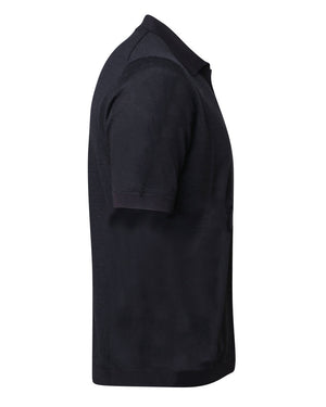 Black Knit Johnny Collar Polo