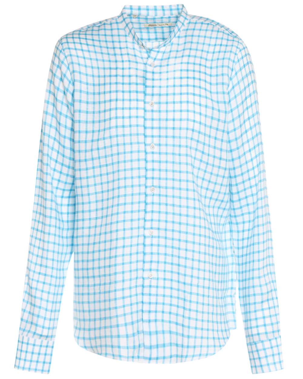 Blue and White Linen Checked Sportshirt