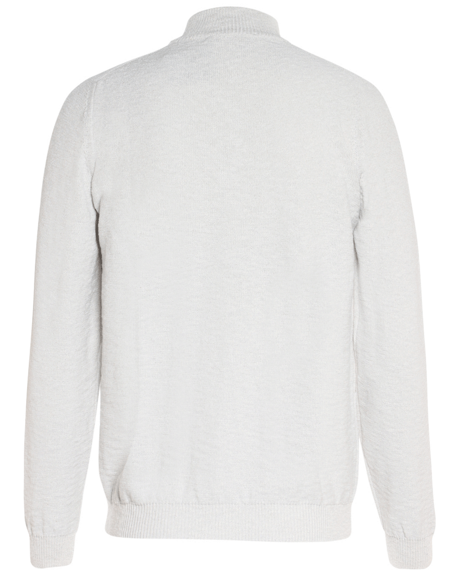 Silver and White Knit Quarter Zip Sweater