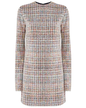 Multicolor Boucle Long Sleeve Mini Dress