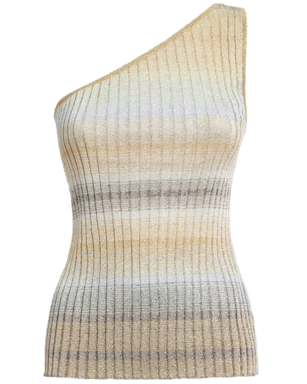 Silver Multicolor Ribbed Single Shoulder Tank