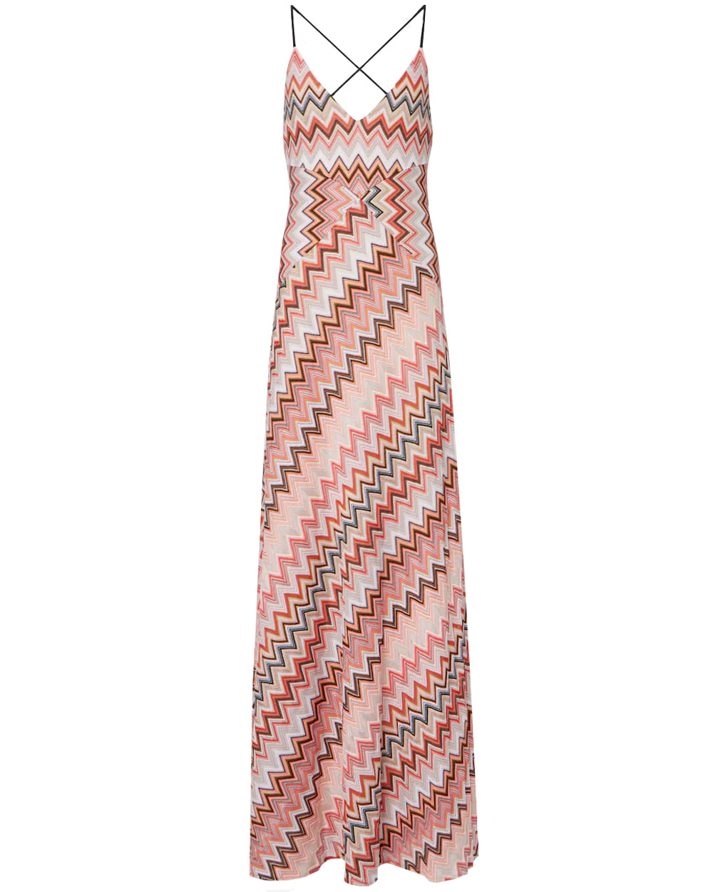 Yellow and Pink Zig Zag Sleeveless Maxi Dress