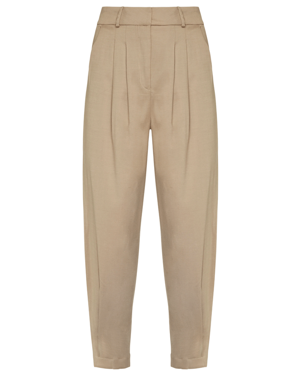 Taupe Tailored Elastic Waist Trousers