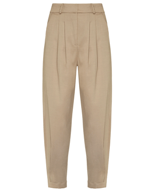 Taupe Tailored Elastic Waist Trousers