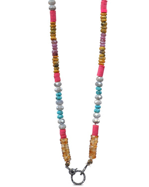 Multi Color Beaded Necklace with Diamond Clasps