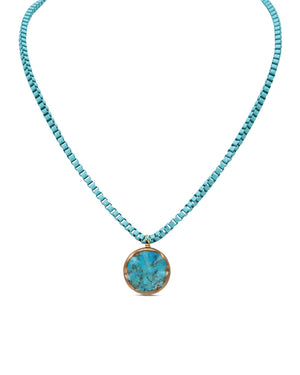 Turquoise Pendant on Turquoise Enamel Chain Necklace