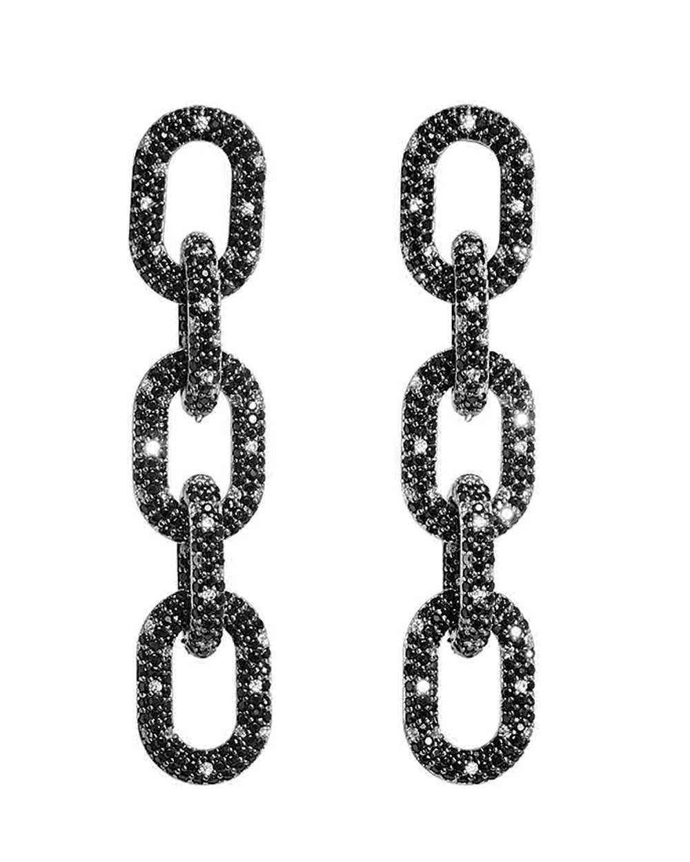 Black and White Crystal Link Earrings