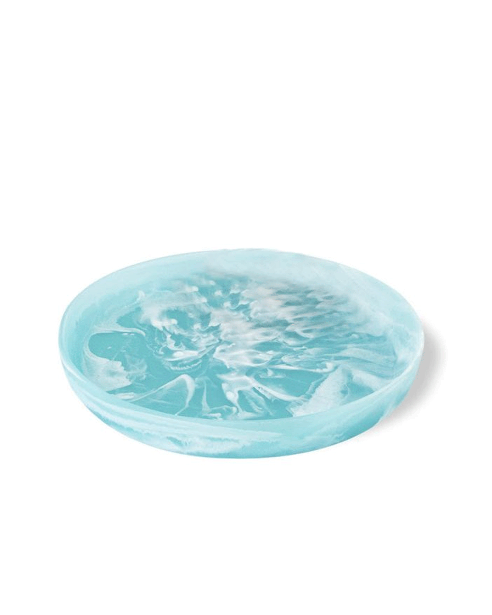 Medium Round Platter in Aqua Swirl