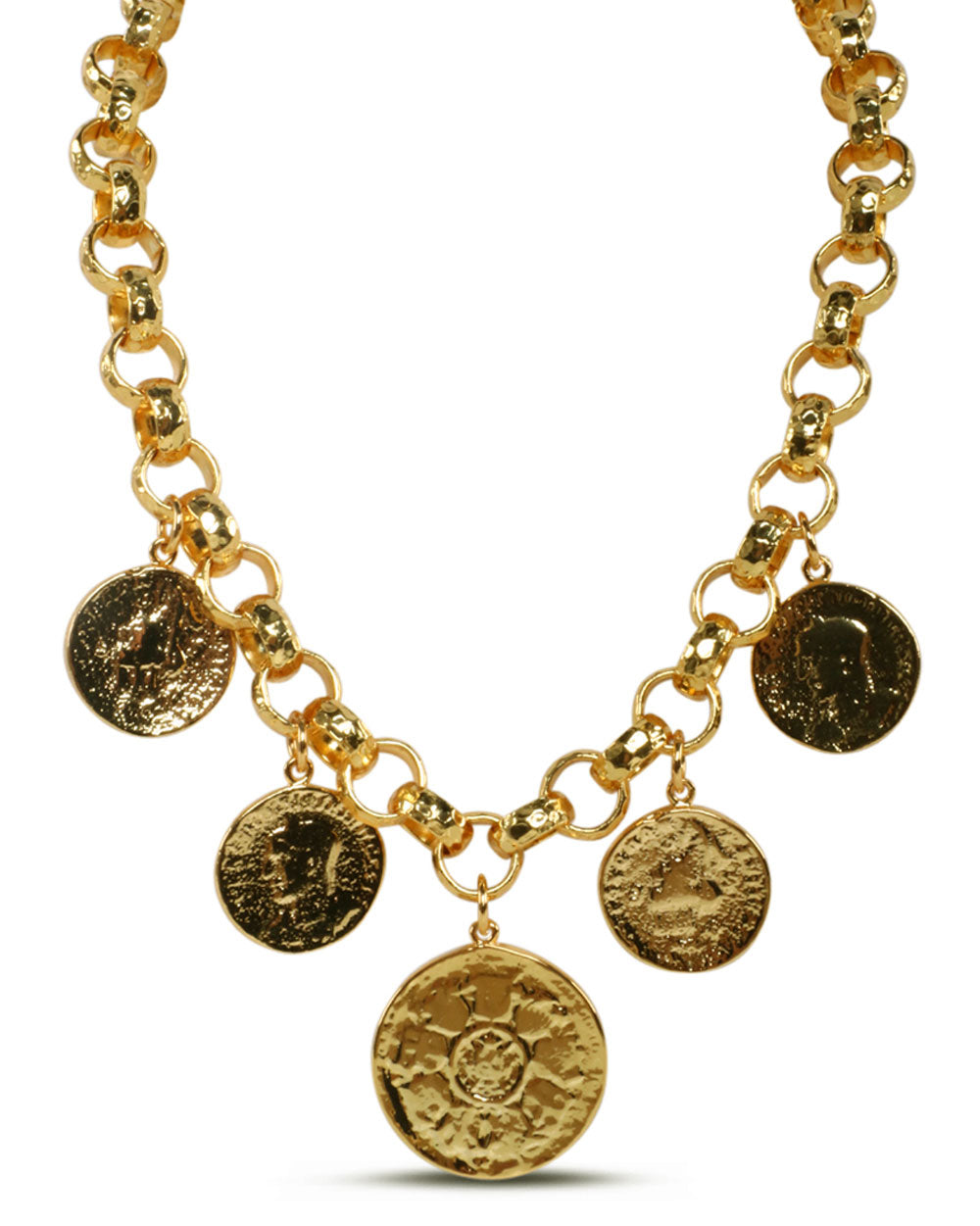 Hammered Gold Coin Drop Necklace