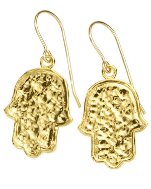 Mini Gold Hamsa Drop Earrings