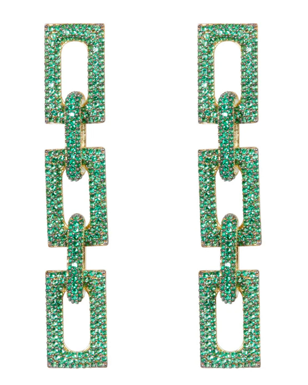 Green Flat Block Earrings