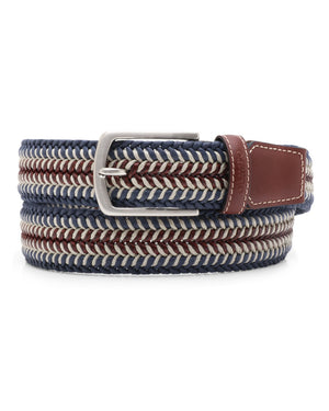 Woven Belt in Navy Blue and Beige