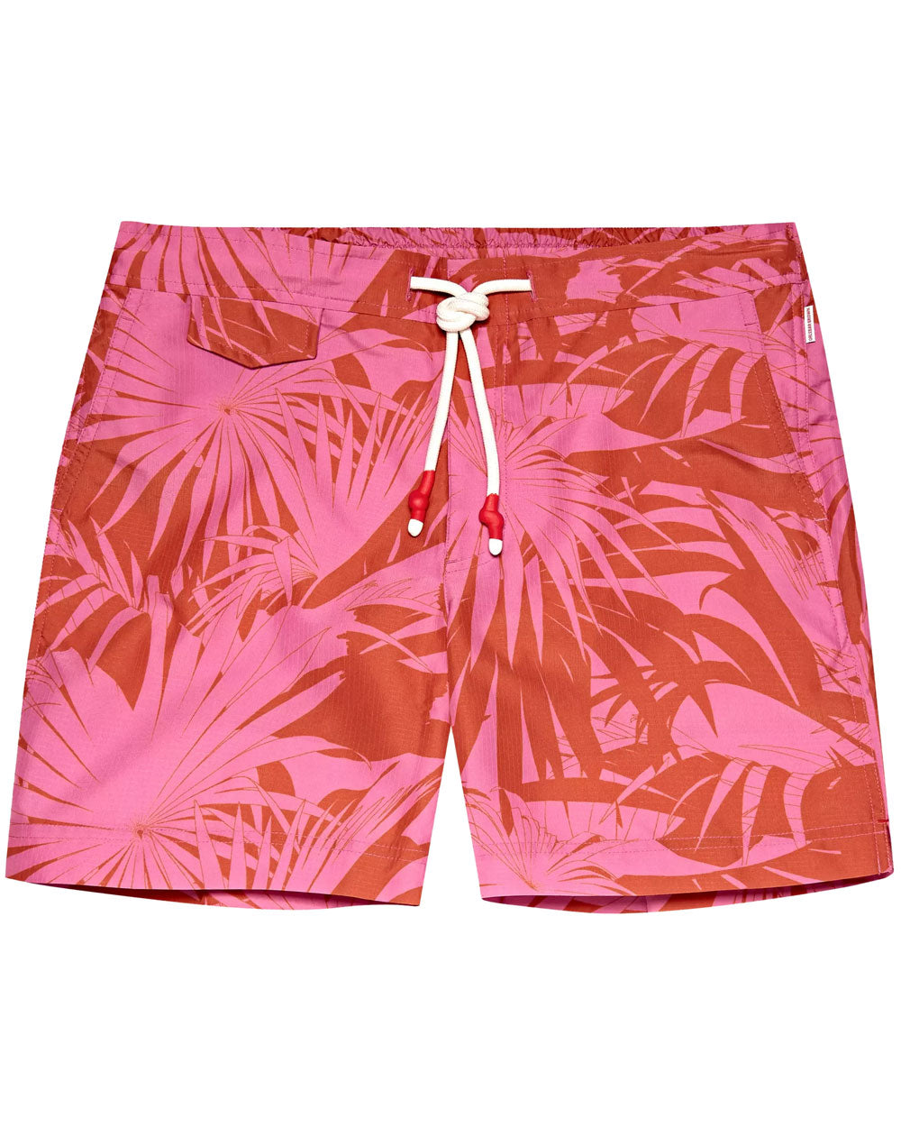 Candy Palmetto Print Mid-Length Drawcord Swim Shorts