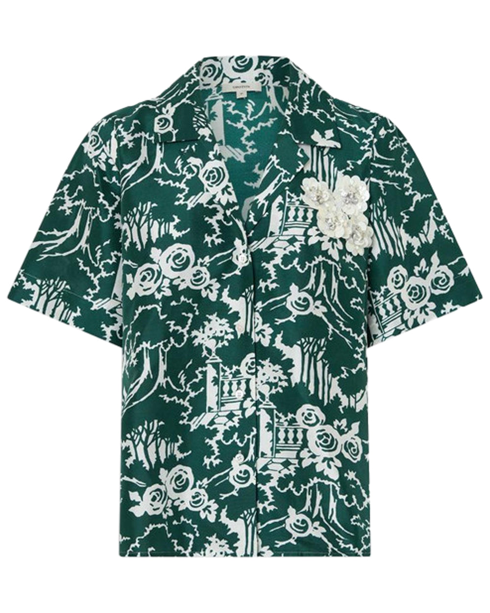 Ivy Toile Embellished Garden Camp Shirt