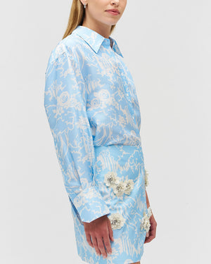 Sky Blue Toile Long Sleeve Garden Shirt