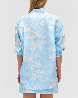 Sky Blue Toile Long Sleeve Garden Shirt