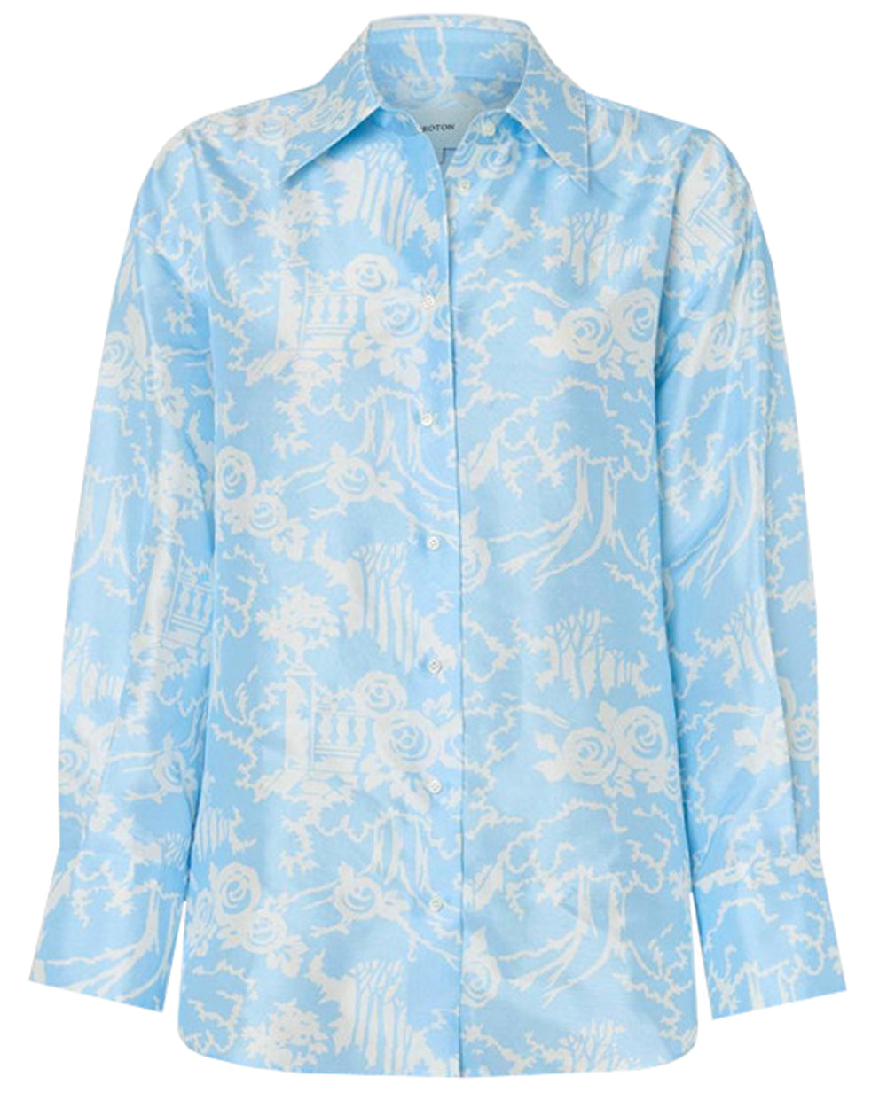 Sky Blue Toile Long Sleeve Garden Shirt