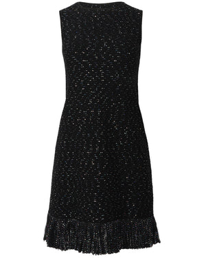 Black Tweed Sleeveless Shift Dress