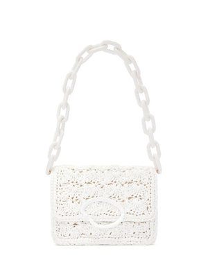 Hand-Crocheted Raffia O Pochette in Ivory