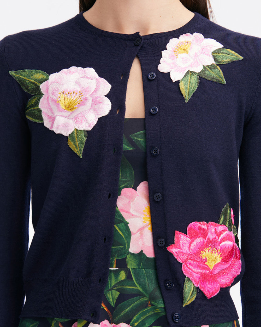 Navy Threadwork Camelia Cardigan