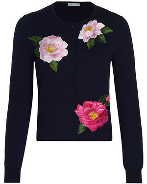 Navy Threadwork Camelia Cardigan