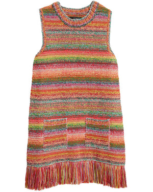 Rainbow Ombre Sleeveless Crochet Dress