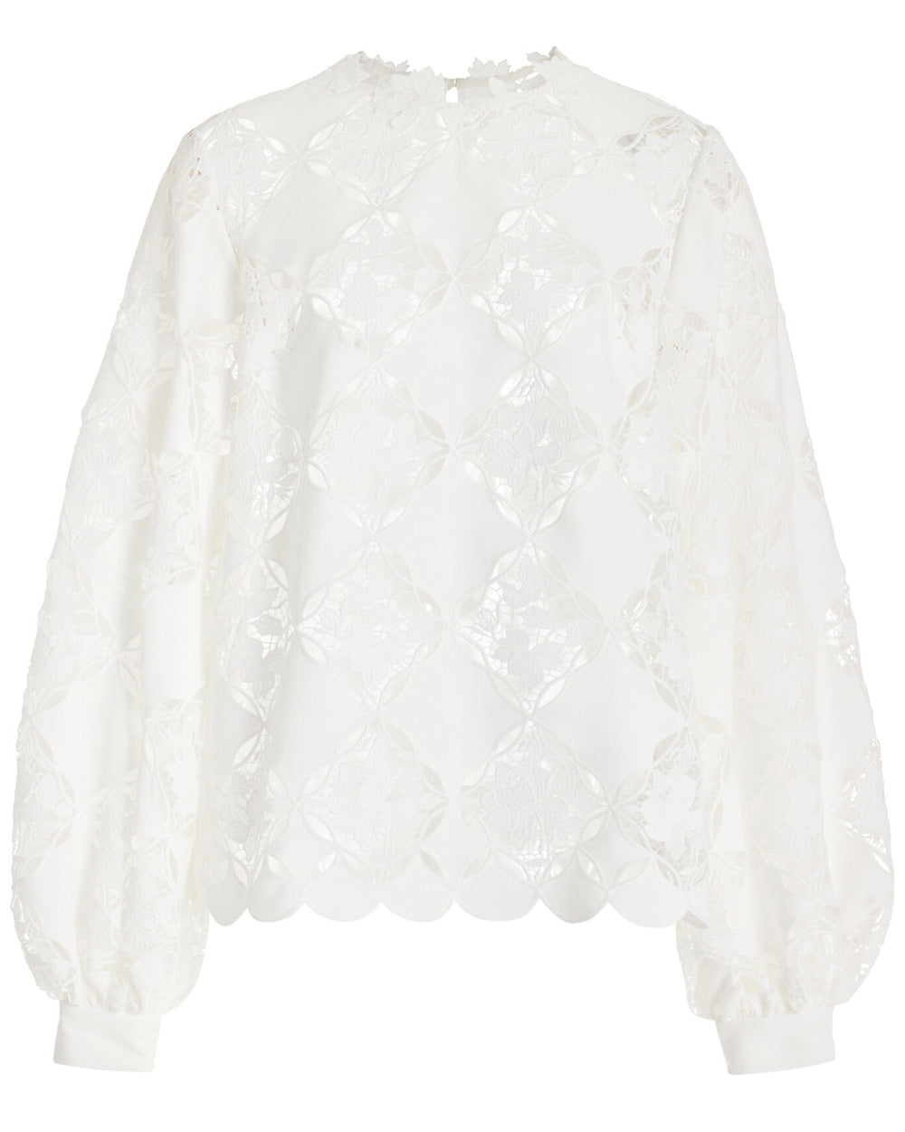 Oscar de la Renta White Eyelet Gardenia Guipure Blouse – Stanley Korshak