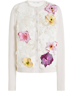 White Orchid Embroidered Lace Cardigan