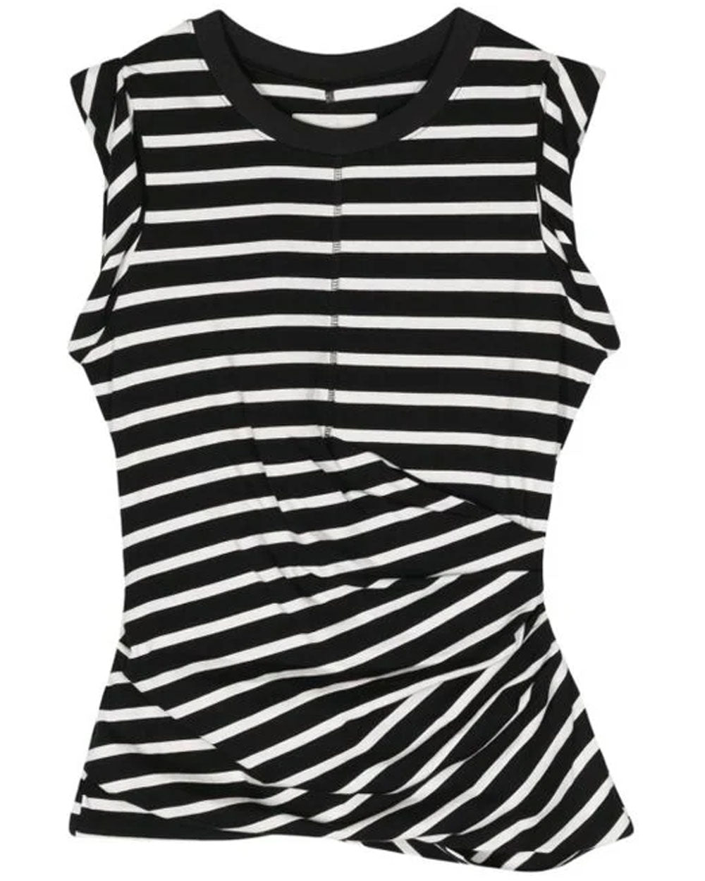 Black Multi Stripe Draped Jersey Tank