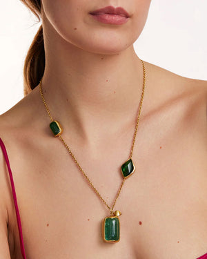 Green Tourmaline Three Stone Necklace