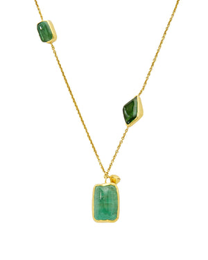 Green Tourmaline Three Stone Necklace