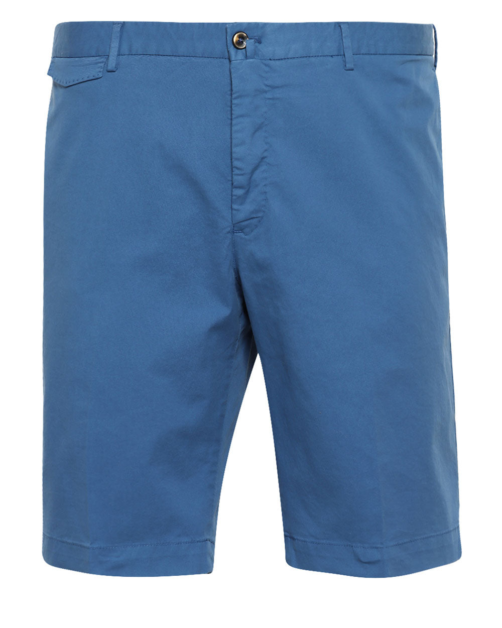 Blue Cotton Blend Stretch Bermuda Short