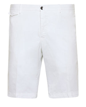 White Cotton Blend Stretch Bermuda Short