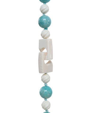 Ivory & Blue Amazonite Twisted Bead Necklace