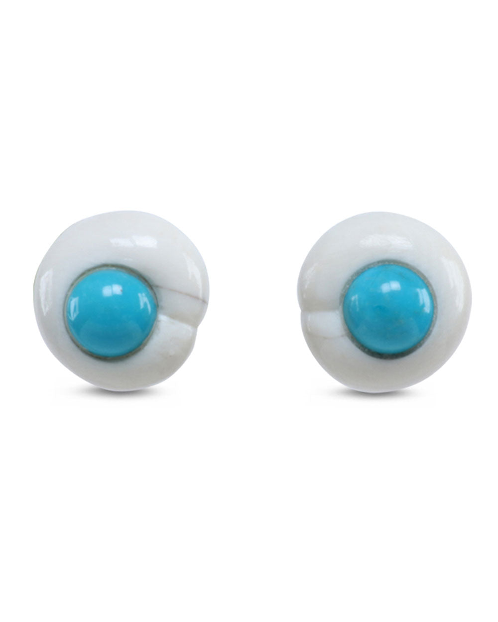 Ivory and Turquoise Round Earrings